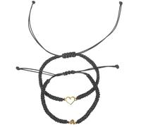 CALLARON Bracelets Assortis en Corde Tressée Forme Cœur Noir 2pcs pour Mère et Fille Présent Souvenir Voyage Occasions Officielles