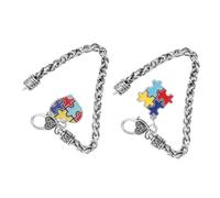 CALLARON Bracelets Puzzle Autisme 2 Pièces Alliage de Zinc Breloques Créatives Accessoires Sensibilisation Design Chic Portable pour Hommes Femmes Garçon et Filles Symbole