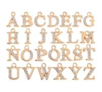 CALLARON Breloques Alphabet en Alliage Strass 26 Lettres Perforées pour Création de Bijoux DIY Bracelets Colliers Accessoires Métal Petit Pendentif Kc Or