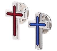 CALLARON Broche Croix Communion Lot 2 Épingle en Croix de Jésus Métal Argenté Accessoire Homme Cérémonie Baptême Réversible Costume Religieux 2pcs
