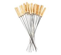 CALLARON Brochettes en Acier Inoxydable 18pcs Manche en Bois, Faciles à Transporter et Ranger, pour Barbecue en Plein Air et Feu de Camp