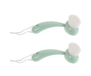 CALLARON Brosse Faciale Manuelle 2pcs avec Poils Doux et Manche Long pour Nettoyage en Profondeur et Élimination des Points Noirs, pour Visage la Maison Voyage