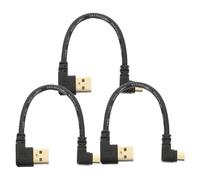 CALLARON Câble Micro USB Coudé 15 CM Lot de 3 pour Transfert Rapide de Données et Charge Compatible Smartphones et Tablettes Usage Quotidien