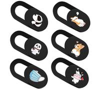 CALLARON Cache Webcam en Abs à Motif Cartoon pour Ordinateur Portable et Tablette, Protection de Confidentialité Glissière, Lot de 6 Pièces, pour Écoles et Entreprises