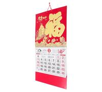 CALLARON Calendrier Mural 2026 Décoration Traditionnelle Festive 2 Pièces Signe du Zodiaque Chèvre en Papier Rouge Calendrier Lunaire Mensuel Déchirable pour Maison et Bureau