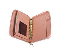 CALLARON Classeur Budget Porte-Cartes PU Rose Pêche à Fermeture Éclair, Organiseur D'argenté avec Poignée Zippée, Grand Format pour Femme, Voyage Et Gestion des Finances Quotidiennes