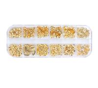 CALLARON Clous D'ongles Soi-même en Alliage Or Brillant, Décoration D'ongles Élégante Différentes Formes, Accessoires Manucure pour Art D'ongles Délicat