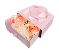 CALLARON Coffret Présent Romantique Rose Nœud Lumineux Boîte D’Emballage Créative pour Mariage et Saint-Valentin Ensemble Carte Raphia Naturel et Guirlande Lumineuse Décor Festif