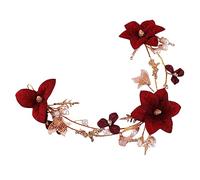 CALLARON Coiffe De Mariée Pour Mariage Coiffe À Fleurs Rouges Bandeau Floral