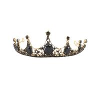 CALLARON Couronne Baroque Noire en Alliage Léger Tiare de Mariée Ornée de Strass et Cristal Accessoire Coiffure pour Cérémonie et Photos de Mariage Bijou Élégant Mariée