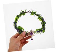 CALLARON Couronne de Fée Artisanale Violette avec Chaîne Goutte Eau Accessoire Floral de Mariage pour Mariées Fêtes et Séances Photo
