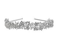 CALLARON Couronne de Mariage Accessoire Cheveux Chic en Alliage Argenté Délicate Fleurs et Feuilles pour Mariée Lors de Fêtes et Cérémonies