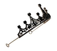 CALLARON Couronne de Style Rétro Noire en Alliage Léger et Délicat, Accessoire de Cheveux Mariage sans Poids pour Femmes, Décoration Champêtre Élégante