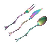 CALLARON Couverts Vintage 3 Pièces Style Branches en Acier Inoxydable Fourchette à Fruits Cuillère Confortable pour Maison et Restaurant