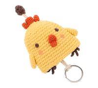 CALLARON Crochet Key Cover Chicken Shape Soft Knitted Key Holder Charm For Backpack Bag Home Travel Cute Kawaii Yarn Pendant Accessory