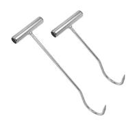 CALLARON Crochet Levage en Métal Lot de 2 Pièces, Outil Manuel Multifonction Crochets Coudés 20 et 30 CM, pour Soulever Plaques d'Égout et Manipuler Blocs de Viande, Usage Domestique