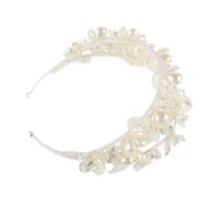 CALLARON Diadème De Perles Couronne Mariage Pour La Mariée Diadèmes Décorations De Mariage De Mariée Satin Mariées Déesse Casque Jeune Mariée Tara Pour Les Filles Alliage Blanche