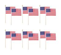 CALLARON Drapeaux Américains à Main 25cm Lot de 12 en Polyester Bâton en Bois Résistants la Déchirure, pour Événements Sportifs et Réunions