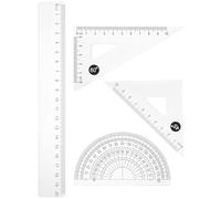 CALLARON Ensemble de 4 Règles de 20 CM Transparentes Rapporteur et Équerre Kit de Dessin Multifonction pour Élèves en Sciences et Arts