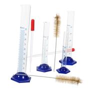 CALLARON Éprouvettes Graduées Plastique 6 Pièces 10ml 25ml 50ml 100ml Avec Compte-gouttes Rouge Et Goupillons Taille Moyenne Et Grosse Pour Mesures Précises En Laboratoire