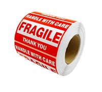 CALLARON Étiquette Autocollante Fragile Rouge en Papier pour Expédition, 500 Pcs par Rouleau, Légère et Facile à Coller pour Emballage Sécurisé