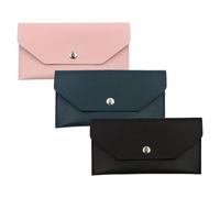 CALLARON Étui à Monnaie 3 Pièces en Cuir PU Portefeuille Enveloppe Réutilisable Trousse à Rouge à Lèvres Compacte Porte-Cartes Multifonction Lot 3 Couleurs pour Organisation Budget