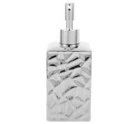 CALLARON Flacon Pompe en Céramique Martelée Argentée, Bouteille à Pompe Rechargeable pour Shampooing, Gel et Lotion, 1 Pièce, pour Hôtels et Clubs, Distributeur de Savonnette Liquide