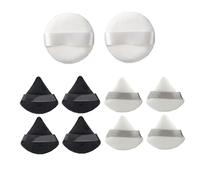 CALLARON Houppette De Maquillage Visage 10 Pièces 60x12mm Disque Rond Et Triangle Coton Blanc Et Noir Pour Femmes Usage Sec Et Humide Visage Cosmétique
