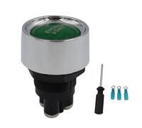CALLARON Interrupteur à Bouton-poussoir Allumage 12v/24v pour Voiture LED Verte, Automatique à Réarmement, Démarrage Moteur Véhicule, Incluant 3 Gaines Thermorétractables pour Câblage