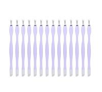 CALLARON Kit de 30 Fourchettes Double Tête pour Manucure, Enlèvement des Peaux Mortes Manche Rond en Abs et Tête en Acier Inoxydable, Outil Professionnel pour Soin des Couleur Aléatoire