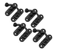 CALLARON Loquets à Crochet Gauche en Alliage de Zinc Noir Lot de 4 avec Bras Oscillant, Installation Facile et Résistant la Corrosion, pour Meubles et Coffres