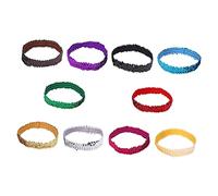 CALLARON Lot De 10 Bandeaux à Paillettes Élastiques Pour Femmes, Taille Moyenne, Accessoires Pour Cheveux Scintillants, Usage Quotidien Et Fêtes