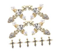 CALLARON Lot De 10 Breloques Éblouissantes Pour Nail Art Accessoires Pour Halloween Croix Argentées Tendance Pour Femmes Pierres Précieuses Dorées Blanches Éblouissantes Et En
