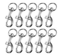 CALLARON Lot de 10 Clips Mousquetons Pivotants en Zinc Électroplaqué, Fermoirs Robustes 3 Cm à Pince Griffe Type Bouche de Poisson, Mousquetons Pivotants pour Laisse de Chien et Porte-clés