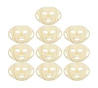 CALLARON Lot de 10 Masques de Beauté en Silicone Réutilisables Dorés, Extensibles et Antidérapants, Masque Facial Hydratant pour Soin Peau à Domicile et Spa, Maintien Sécurisé Crochets