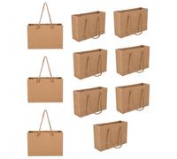 CALLARON Lot de 10 Paquet Présents en Papier Kraft Brun 13x19x6 Cm Poignées, Petits Paquet de Rangement pour Goûter et Emballage Vêtements, Pochette Présent Polyvalente pour Fête