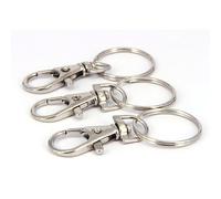 CALLARON Lot de 10 Porte-clés en Alliage de Zinc Argenté avec Fermoir Mousqueton Pivotant pour Clés de Voiture et Badges, pour Création Artisanale et Organisation
