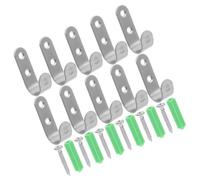 CALLARON Lot de 10 Sets de Crochets Utilitaires Robustes pour Bâches de Remorque, Fixation Murale en Métal 50x13x2,5 Mm Vis et Chevilles, pour Garage, Camping et Attache Bâche Remorque