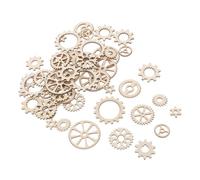 CALLARON Lot de 100 Pièces D'engrenages en Bois Naturel pour Bricolage, Favorisant la Réflexion Logique, pour Scrapbooking et Décoration Maison