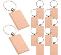 CALLARON Lot de 12 Porte-clés en Bois Vierge à Graver Soi-même Disques en Bois à Trous Artisanat Créatif Fournitures pour Porte-clés DIY Surface Lisse pour Gravure et Décoration