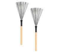 CALLARON Lot de 2 Balais de Tambour Professionnel en Acier Manche en Bois Confortable pour Batterie Jazz, Effet Ressort, pour Débutants en Pratique Musicale