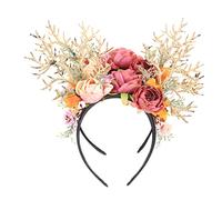 CALLARON Lot de 2 Bandeaux Cornes de Cerf pour Femmes, Taille Unique, Décorations de Fête Fleurs et Branches, Accessoire Costume Noël, Accessoires Cheveux Festifs Adultes et Jeunes Filles