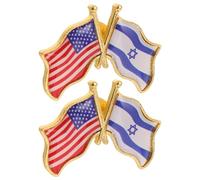 CALLARON Lot de 2 Broches Israélo-américaines en Alliage de Zinc Double Drapeau, Épingle à Revers pour Paquet et Vêtements, Insignes Souvenirs D'amitié Patriotique pour Accessoires de Fête