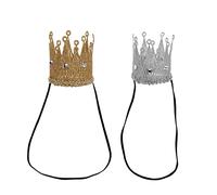 CALLARON Lot De 2 Couronnes Pour Enfants Accessoires Pour Cheveux Bandeau Élastique Couronne De Princesse Pour Enfants Bandeaux Pour Filles Bandeaux En Tissu