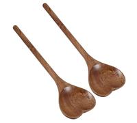 CALLARON Lot de 2 Cuillères en Bois D'acacia de Cœur, Petite Taille 25,5x7x1,3 Cm, Cuillères à Mélanger Multifonctions pour Dessert, Miel et Salade, Ustensiles Cuisine Réutilisables