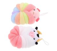 CALLARON Lot de 2 Éponges de Bain Garçon et Filles Grosse Taille Exfoliante Cochon et Vache Loofah de Bain Mignon pour Tout-petits Accessoires Mousse Abondante Séchage Rapide Garçon Fille