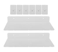 CALLARON Lot de 2 Étagères Murales Flottantes en Acrylique Transparent, Support Mural Adhésif pour Jardinière, Grosse Capacité, pour Salle de Bain Cuisine