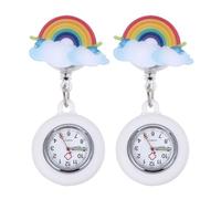 CALLARON Lot de 2 Montres Infirmière à Clipser Étanches Mouvement Quartz et Design Arc-en-Ciel Lumineux pour Médecins et Infirmières