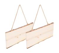 CALLARON Lot de 2 Panneaux en Bois Brut à Suspendre avec Corde, Plaques Rectangulaires 14x25x1 Cm, Enseignes de Magasin Personnalisables, Décoration Murale pour Boutique, Café, Restaurant