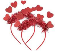 CALLARON Lot de 2 Serrage-Têtes Cœur Rouge Paillettes Accessoires de Fête Saint-Valentin Bandeaux Légers pour Filles et Femmes Décoration Photo pour Anniversaires et Carnavals
